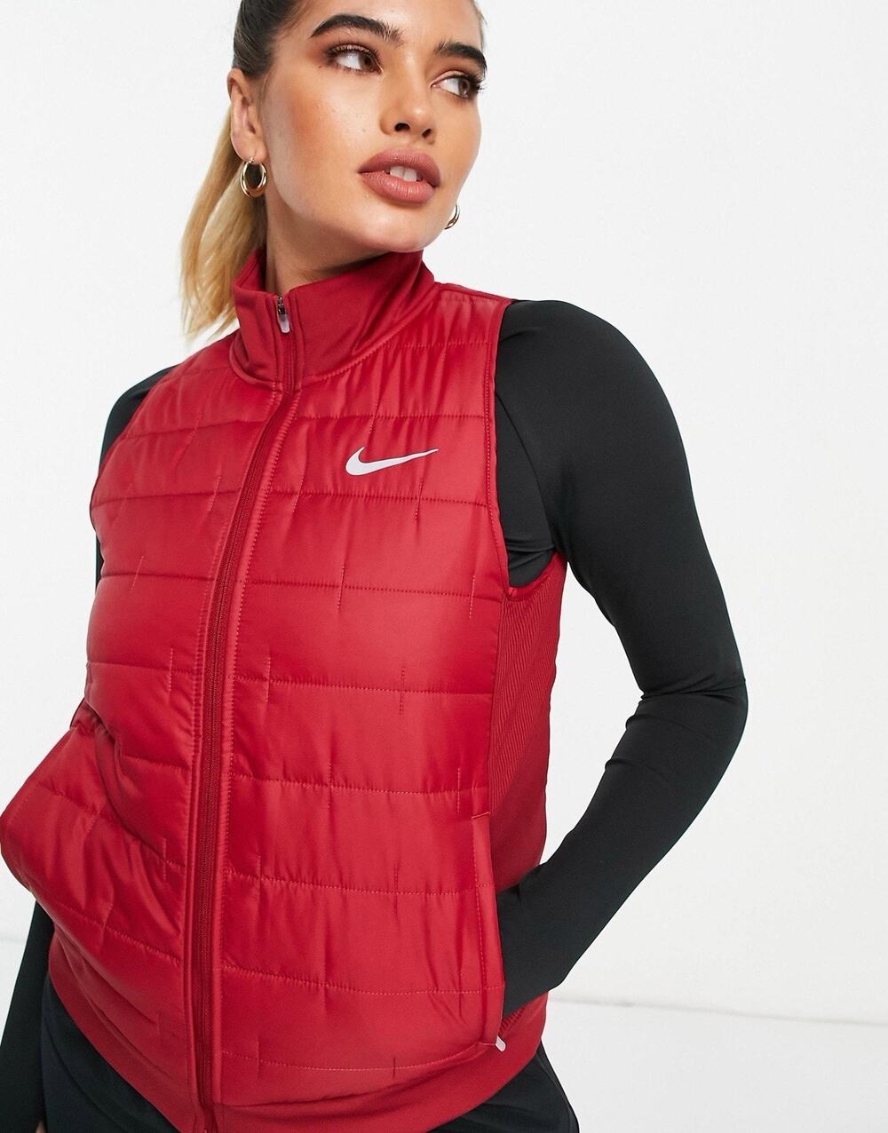 Nike Vest XL Quilted Puffer Full Zip Therma Fit Reflective Running Athletic